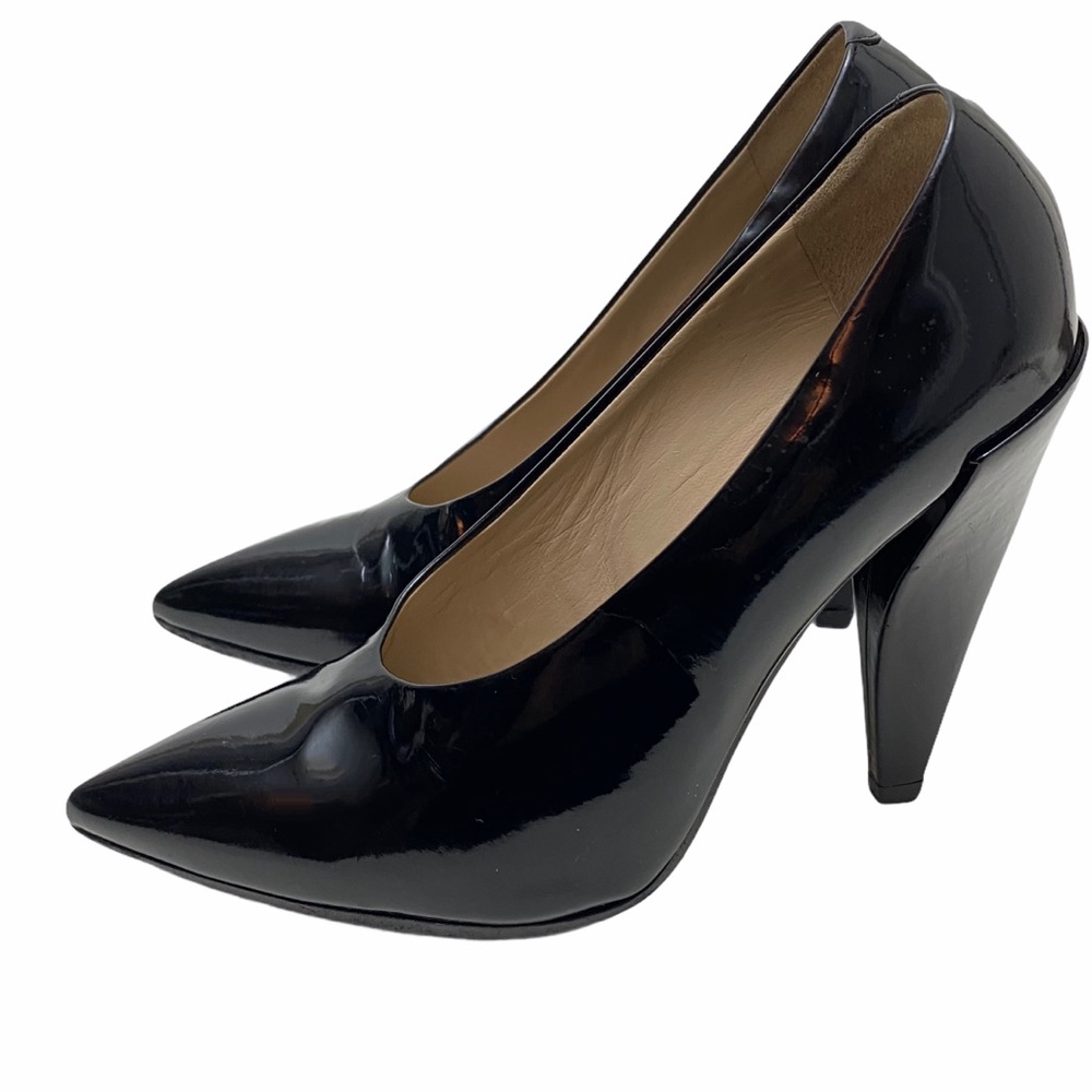 MICHAEL KORS Black Patent Heels 38.5 Retro Shoes
